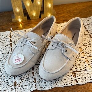 Lucky Brand Genuine Leather Women's Loafers - Light Gray, NWT